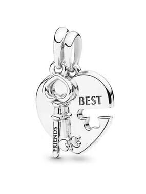 'Best Friends' Heart & Key Charm/Pendant